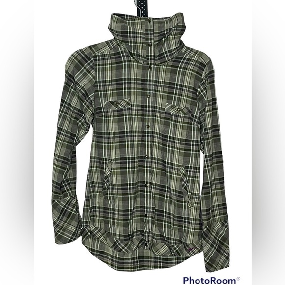 Exofficio Button Down Turtleneck Striped Top Sz XS - Picture 1 of 10